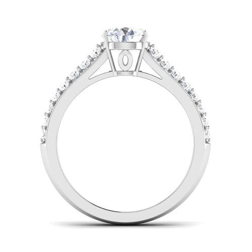 70-Pointer Platinum Two Row Diamond Shank Solitaire Engagement Ring JL PT 6989-B