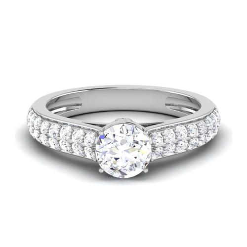 70-Pointer Platinum Two Row Diamond Shank Solitaire Engagement Ring JL PT 6989-B