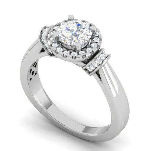 70-Pointer Solitaire Halo Diamond Platinum Engagement Ring JL PT WB5996E-B