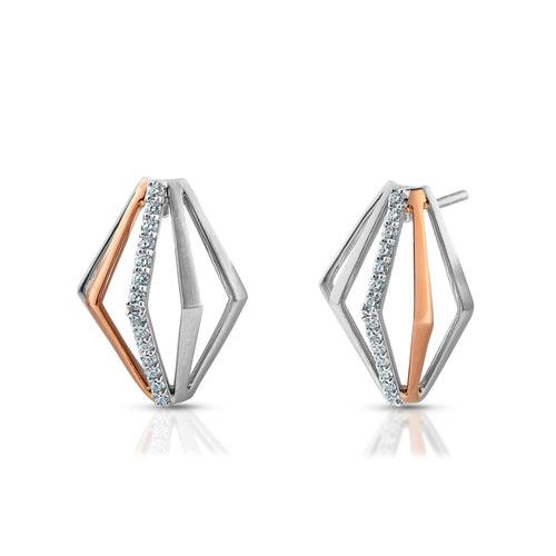 Evara Platinum Rose Gold Diamonds Earrings for Women JL PT E 308