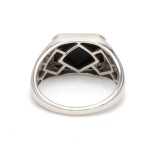 Men of Platinum | Rectangle Black Enamel with Diamond Ring for Men JL PT 1360