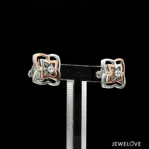 Platinum Rose Gold Diamond Earrings for Women JL PT E 348