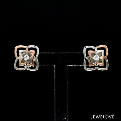 Platinum Rose Gold Diamond Earrings for Women JL PT E 348