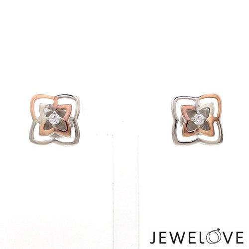 Platinum Rose Gold Diamond Earrings for Women JL PT E 348