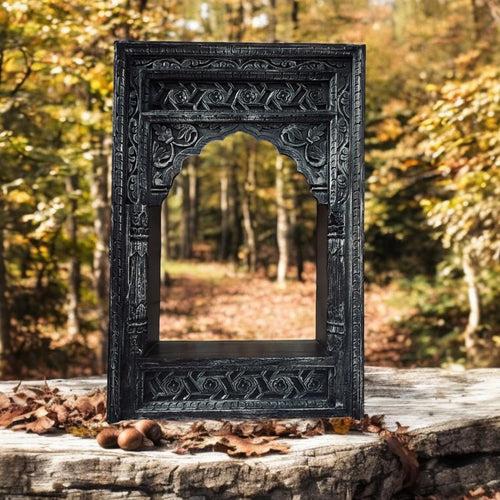 Stylish Grey,  Wooden Jharokha with intricate carving  : Haya 17 ( 3 feet)