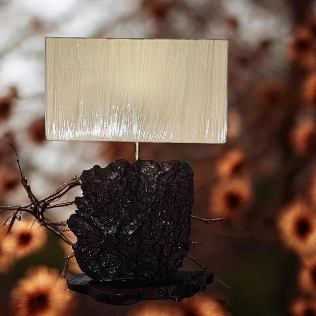 Raw Wood lamp : Noor 16  ( Shade included)