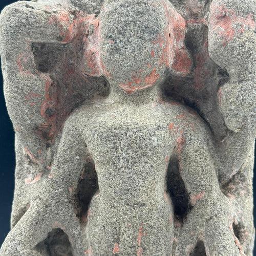 Vintage  Stone sculpture of Man ( on a Wooden Base) ; Murti 3