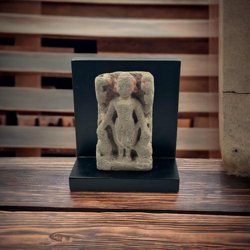 Vintage  Stone sculpture of Man ( on a Wooden Base) ; Murti 3