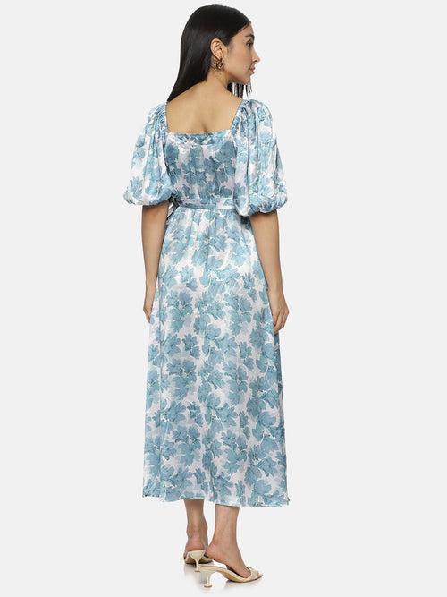 IS.U Floral Blue Wrap Midaxi Dress