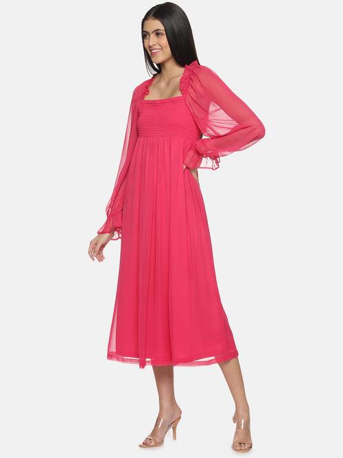 IS.U Solid Balloon Sleeve Midaxi Dress