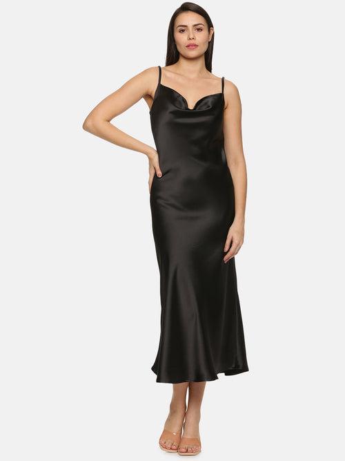 IS.U Black Cowl Neck Slip Dress