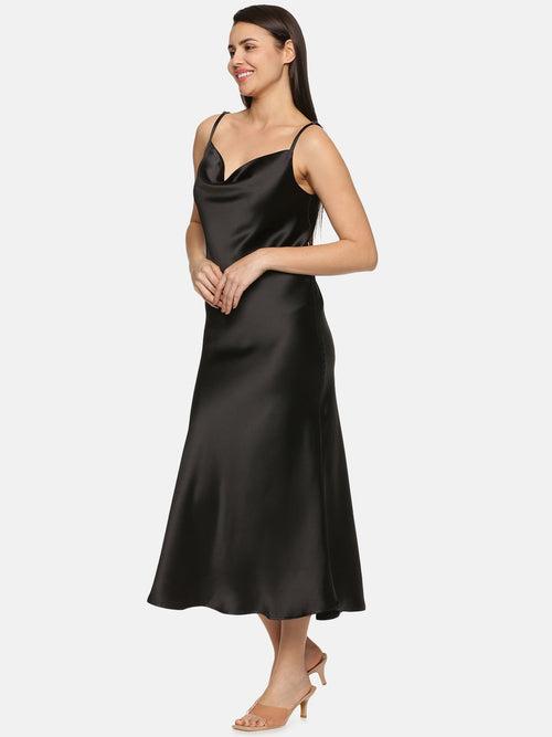 IS.U Black Cowl Neck Slip Dress