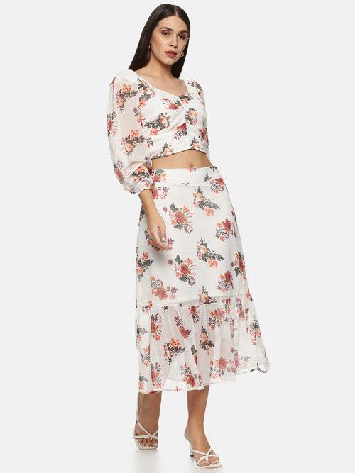 IS.U Floral  Gathered Skirt