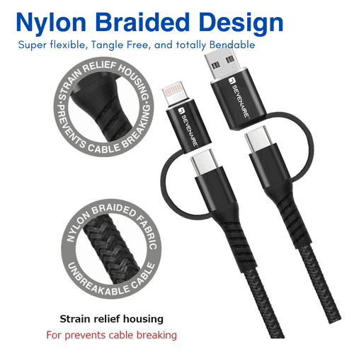 4-in-1 Lightning To Type C, Type C to C, Type C, Lightning Cable