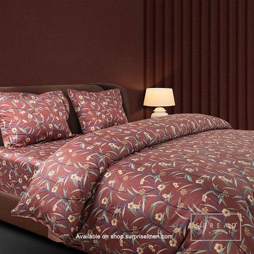 Spread Spain - Spring Summer Collection 500 TC Cotton 3 Pcs Bedsheet Set (Floral Brown)