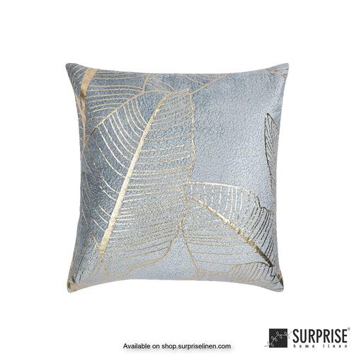 Surprise Home - Foil Palms 40 x 40 cms Designer Cushion Cover (Grey)