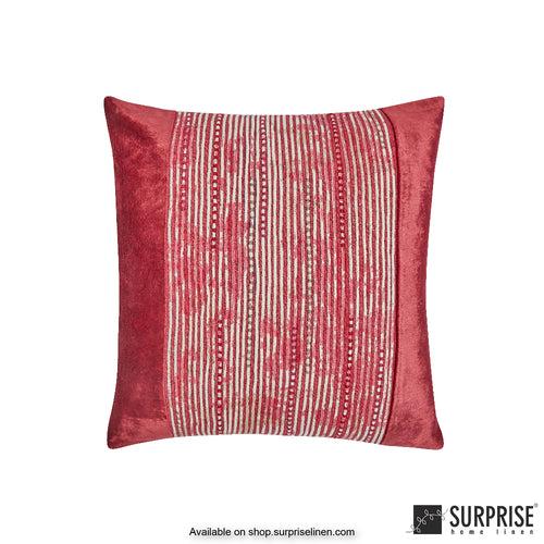 Surprise Home - Dori Textures 40 x 40 cms Designer Cushion Cover  (Red)