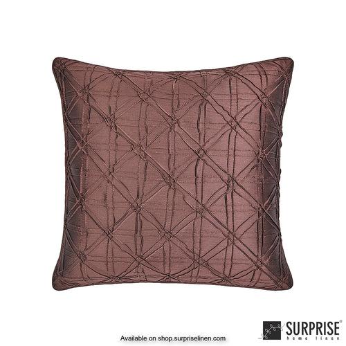 Surprise Home - Geometric Grid 40 x 40 cms Designer Cushion Cover (Brown)