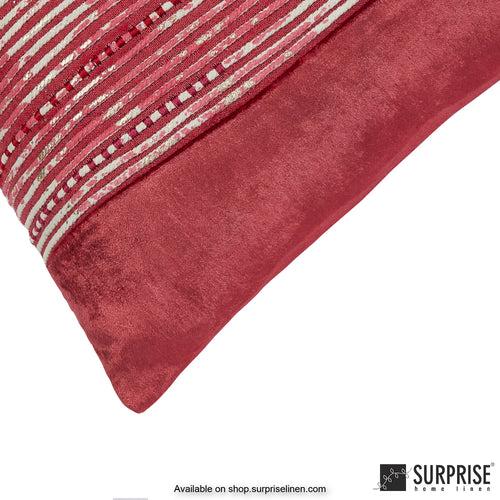 Surprise Home - Dori Textures 40 x 40 cms Designer Cushion Cover  (Red)