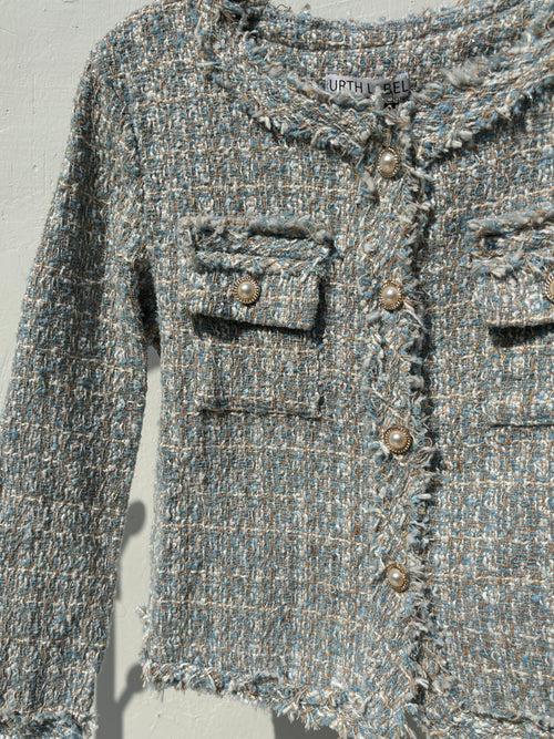 Pastel blue tweed jacket