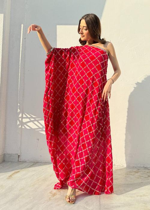 One shoulder Jaipuri Maxi Dress