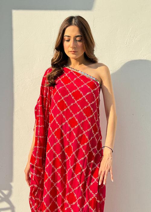 One shoulder Jaipuri Maxi Dress