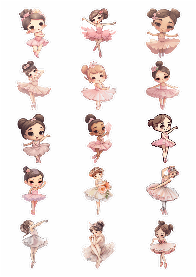 Cute ballerina sticker sheet