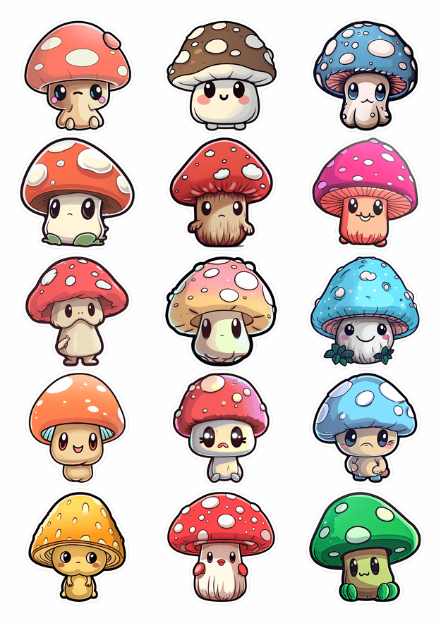 Cute mushrooms sticker sheet