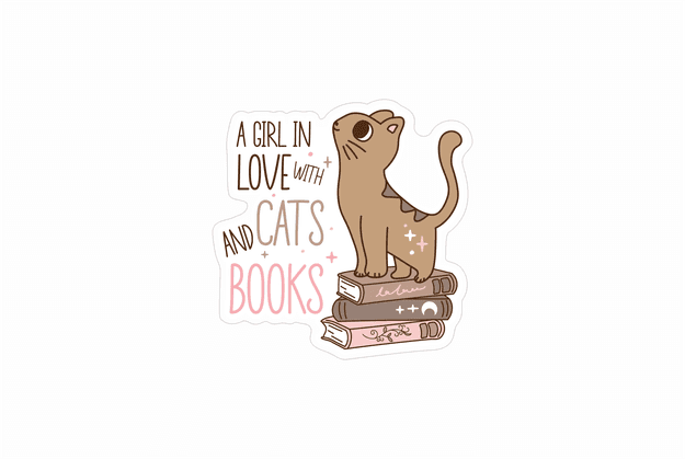 a girl in love with cats and books