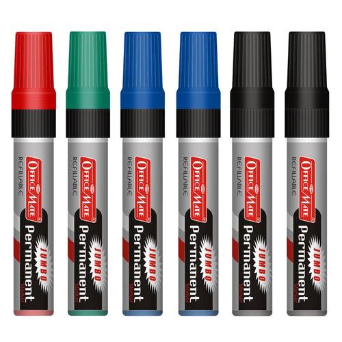 Soni Officemate Jumbo Permanent Marker - Pack of 6 Mix