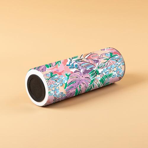 Stainless Steel Designer Water Bottle With Metal Straw ( Watercolor Flower )