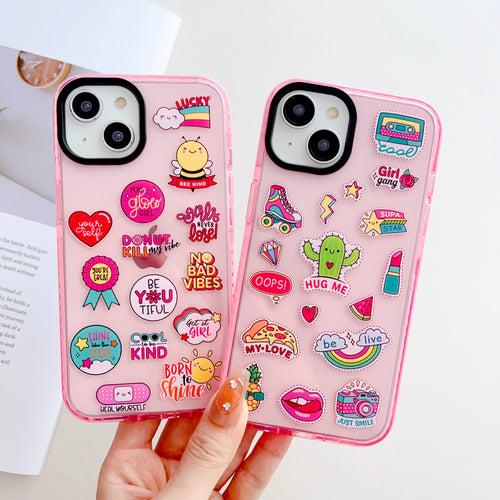 Cute Stikcers Designer Impact Proof Silicon Phone Case for iPhone