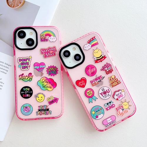 Cute Stikcers Designer Impact Proof Silicon Phone Case for iPhone