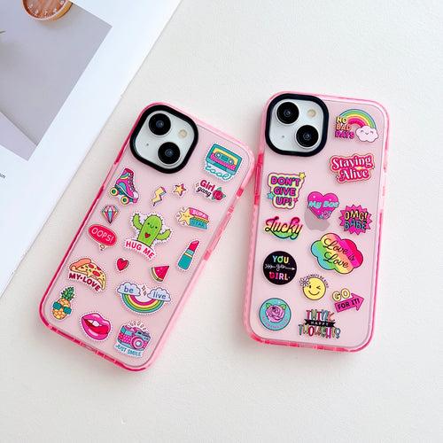 Cute Stikcers Designer Impact Proof Silicon Phone Case for iPhone