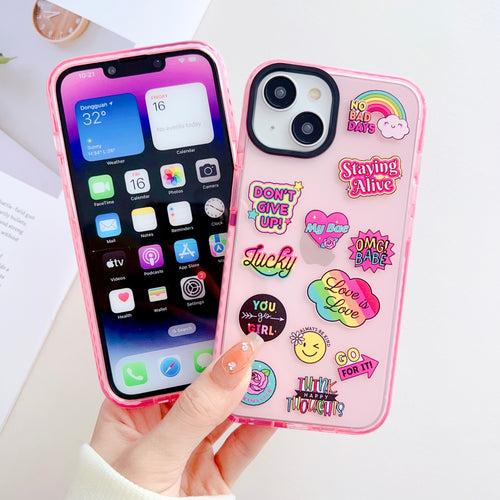 Cute Stikcers Designer Impact Proof Silicon Phone Case for iPhone