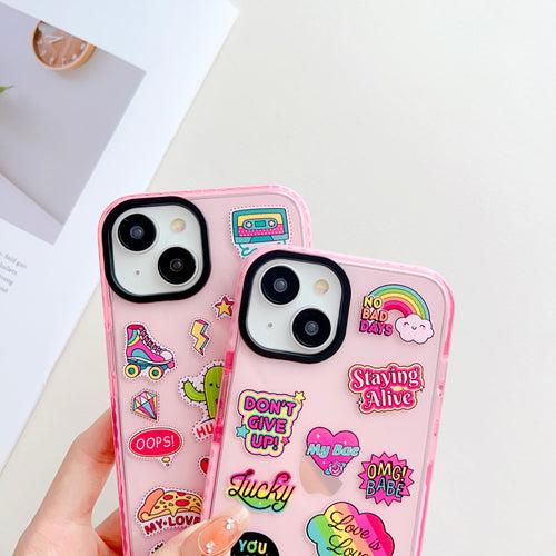 Cute Stikcers Designer Impact Proof Silicon Phone Case for iPhone