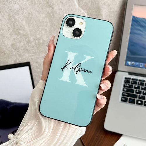 Customised Name With Initial Solid Color Glass Case for iPhone