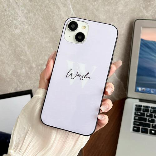 Customised Name With Initial Solid Color Glass Case for iPhone