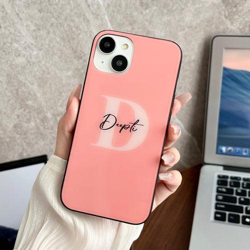 Customised Name With Initial Solid Color Glass Case for iPhone