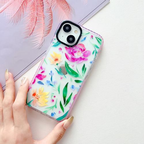 Hand painted Floral Designer Impact Proof Silicon Phone Case for iPhone