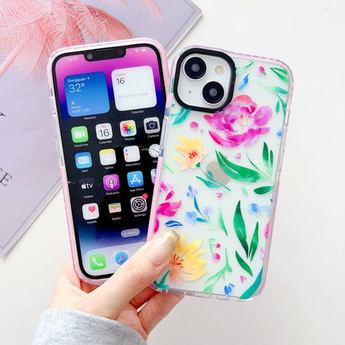 Hand painted Floral Designer Impact Proof Silicon Phone Case for iPhone