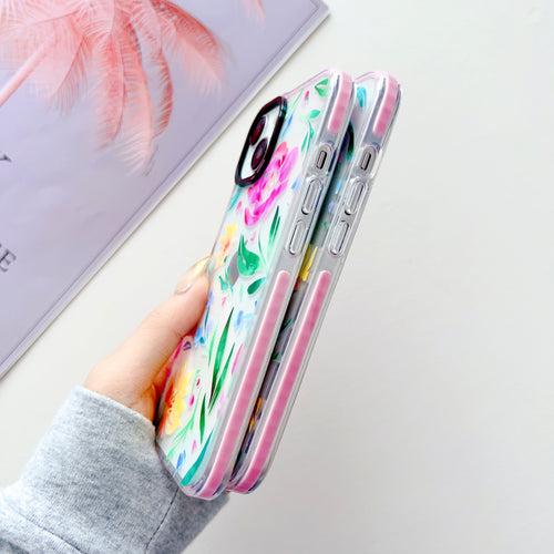 Hand painted Floral Designer Impact Proof Silicon Phone Case for iPhone