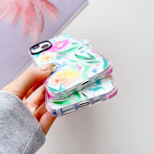 Hand painted Floral Designer Impact Proof Silicon Phone Case for iPhone