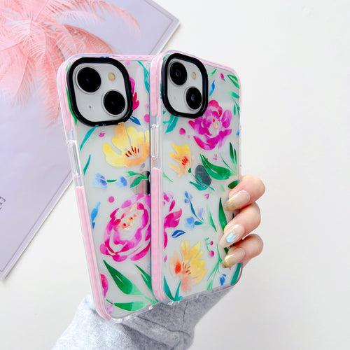 Hand painted Floral Designer Impact Proof Silicon Phone Case for iPhone