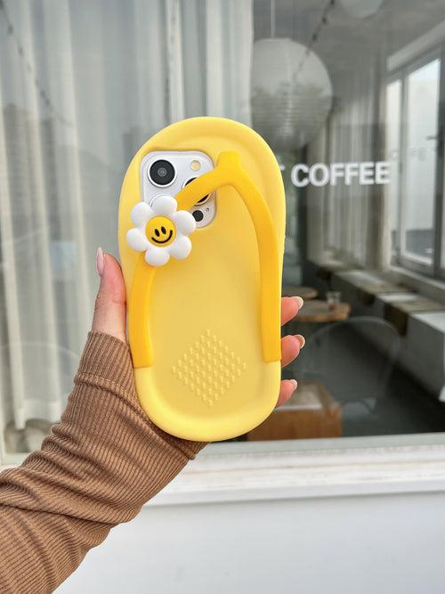 Cute Slipper Design 3D Silicon Case for iPhone ( Yellow )