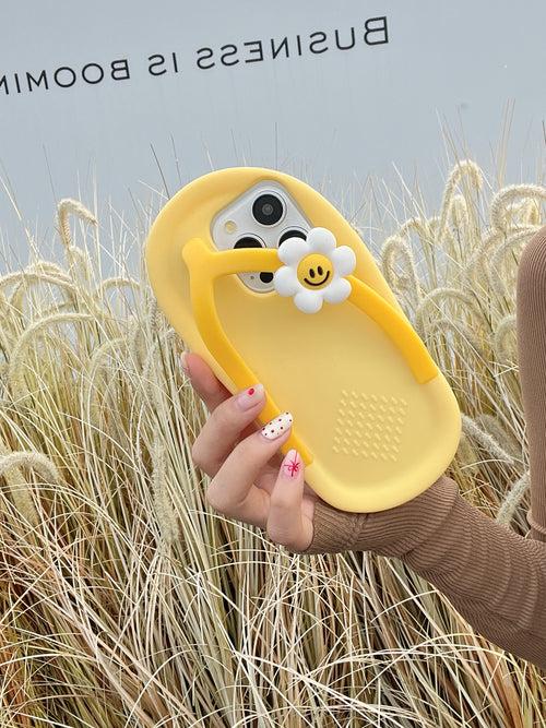 Cute Slipper Design 3D Silicon Case for iPhone ( Yellow )