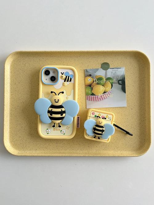 Honey Bee Designer 3D Silicon Case for iPhone With Phone Stand