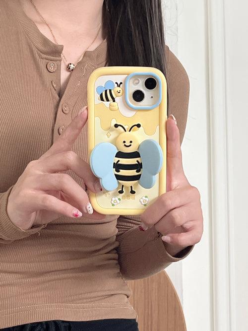 Honey Bee Designer 3D Silicon Case for iPhone With Phone Stand