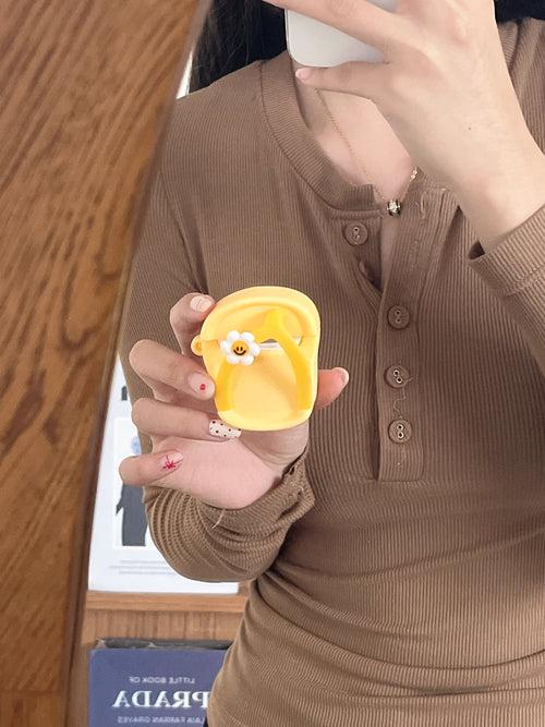 Cute Slipper Design 3D Silicon Airpod Case ( Yellow )