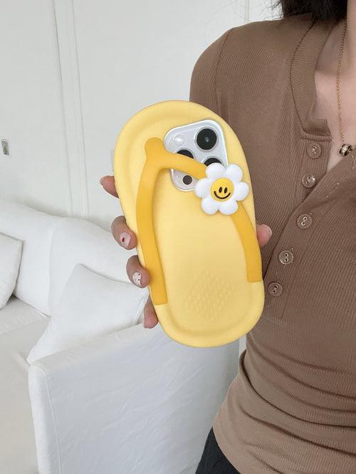 Cute Slipper Design 3D Silicon Case for iPhone ( Yellow )